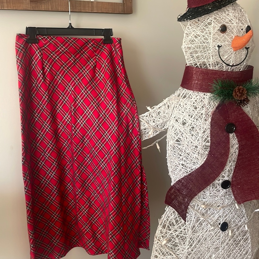 Red Plaid A-Line Skirt